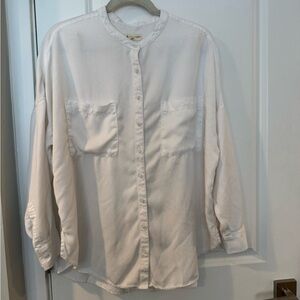 Lou & Gray Tencel White Button-Up Blouse